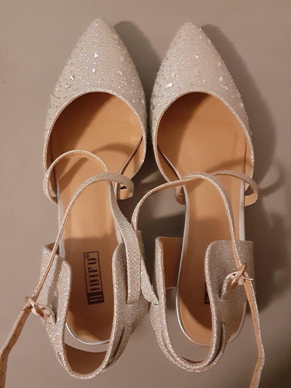 Sparkly Sparkling Shoes in Silvery Gray Sling-Back Shoe Sandals * New * 10 - Picture 5 of 10